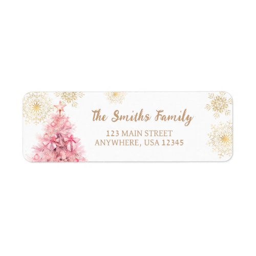 Winter Onederland Pink and Gold Snowflake Label