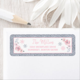 Winter ONEderland Pink And Silver Birthday Party Label