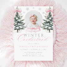 Winter ONEderland Pink Bow First Birthday