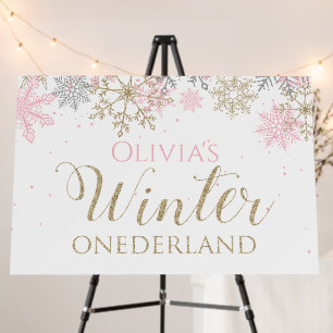 Winter Onederland Pink Girl First Birthday Foam Bo Board
