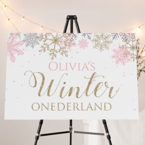 Winter Onederland Pink Girl First Birthday Foam Bo Foam Board