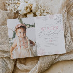Winter Onederland Pink Glitter 1st Birthday Photo Invitation<br><div class="desc">Invite friends and family to your little one's birthday party with this 'Winter Onederland' themed invitation,  featuring pink and silver snowflakes.</div>