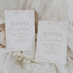 Winter Onederland Pink Gold Glitter 1st Birthday Invitation<br><div class="desc">Invite friends and family to your little one's birthday party with this 'Winter Onederland' themed invitation,  featuring pink and gold snowflakes.</div>