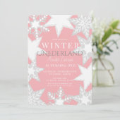 Winter Onederland Pink & Silver 1st Birthday Invitation (Standing Front)