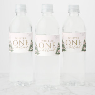 Winter Onederland Pink Silver Birthday Party Water Bottle Label
