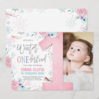 Winter ONEderland Pink Silver Floral 1st Birthday