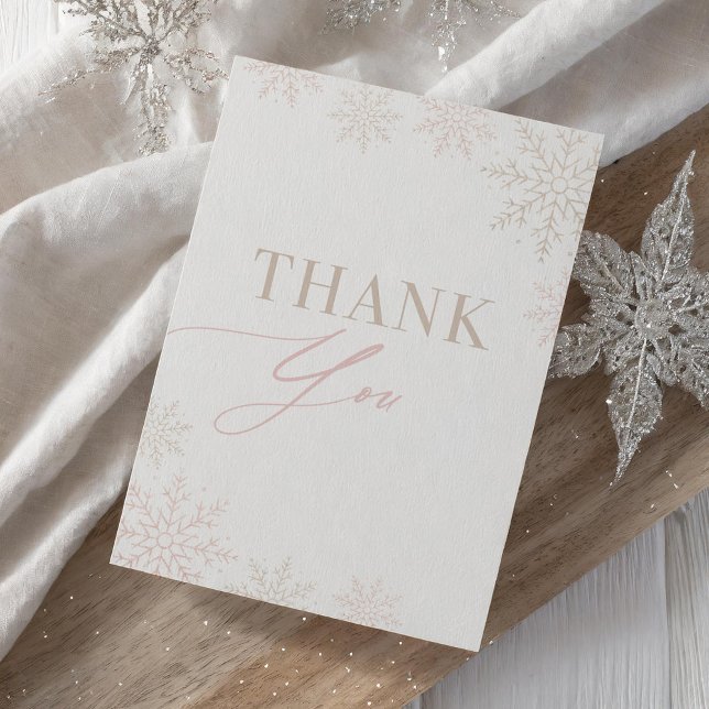 Winter Onederland Pink Snowflake 1st Birthday Thank You Card (Creator Uploaded)