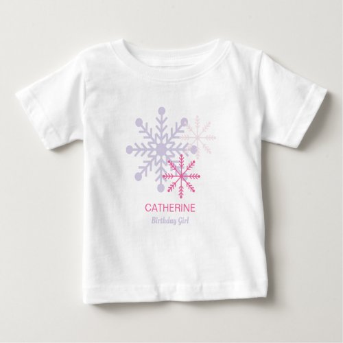 Winter Onederland Pink Snowflakes Modern T_Shirt