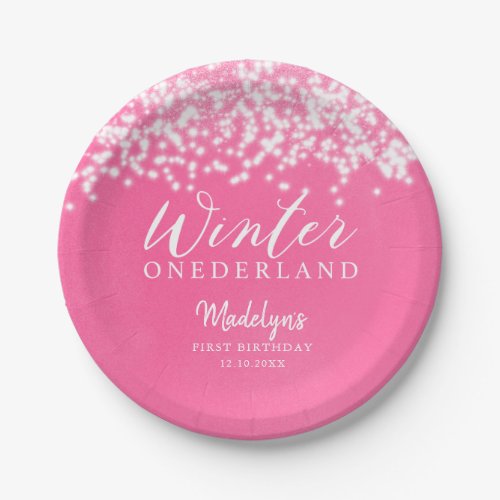 Winter ONEDERLAND Pink Winter Birthday Party Paper Plates