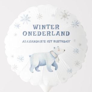 Winter Onederland Polar Bear 1st Birthday Balloon