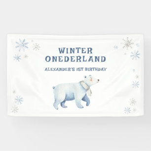 Winter Onederland Polar Bear 1st Birthday Banner