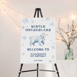 Winter Onederland Polar Bear 1st Birthday Foam Board
