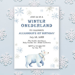 Winter Onederland Polar Bear 1st Birthday  Invitation