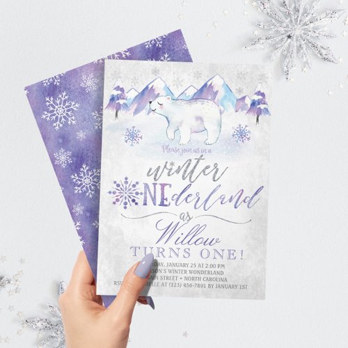 Winter ONEderland Polar Bear Birthday Invitation