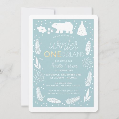 Winter ONEderland Polar Bear Birthday Invitation