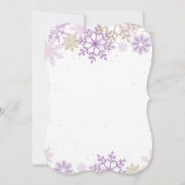 Winter Onederland Purple and Gold Snowflake Invite (Back)