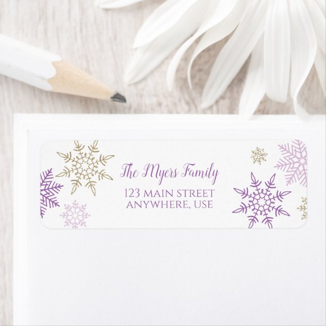 Winter Onederland Purple Gold snowflake Label (Insitu)