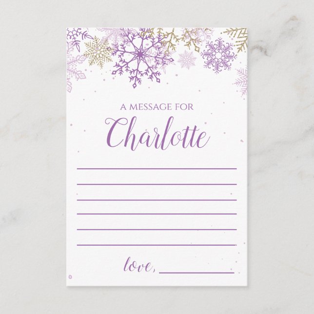 Winter Onederland purple gold Time Capsule Enclosure Card (Front)