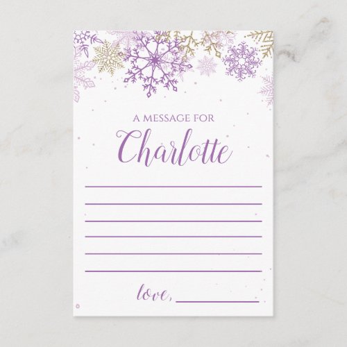 Winter Onederland purple gold Time Capsule Enclosure Card