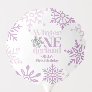 Winter Onederland Purple Snowflake 1st Birthday Balloon