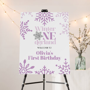 Winter Onederland Purple Snowflake 1st Birthday Foam Board