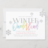 Winter ONEderland Rainbow Silver Glam 1st Birthday Invitation (Front)