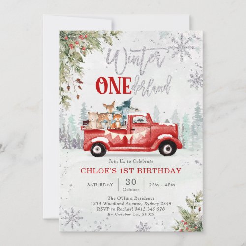 Winter ONEderland Red Truck 1st Birthday