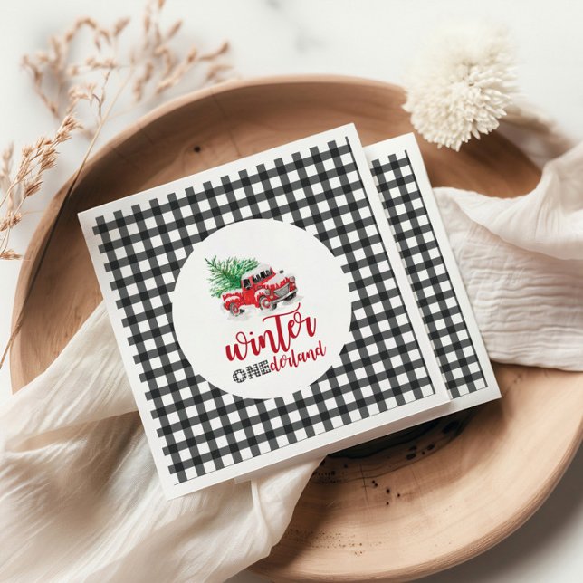 Winter Onederland Red Truck First Birthday Napkins (Creator Uploaded)