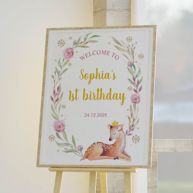 Winter Onederland Reindeer Birthday Welcome Sign (Creator Uploaded)