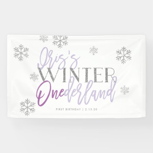 Winter ONEderland Silver Glitter Purple  Iris Banner