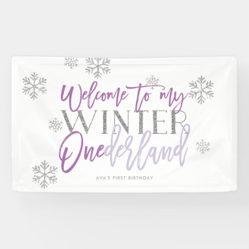 Winter ONEderland Silver Glitter  Welcome Sign