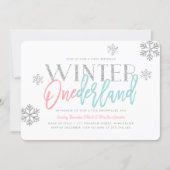 Winter ONEderland Silver Glittery 1st Birthday Invitation (Front)
