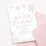 Winter Onederland Silver Pink Glitter 1st Birthday Invitation<br><div class="desc">Invite friends and family to your little one's birthday party with this 'Winter Onederland' themed invitation,  featuring pink and silver snowflakes.</div>