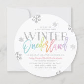 Winter ONEderland Silver Rainbow 1st Birthday Invitation (Front)
