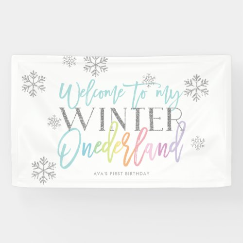 Winter ONEderland Silver Rainbow Welcome Sign