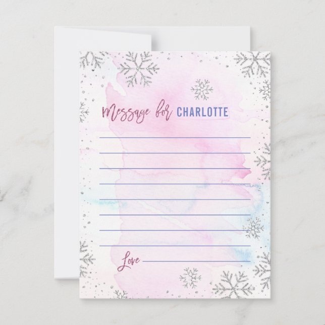 Winter ONEderland Silver Snowflake Time Capsule Note Card (Front)