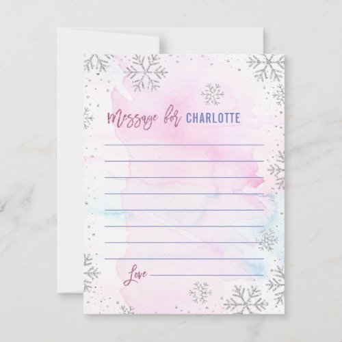 Winter ONEderland Silver Snowflake Time Capsule Note Card