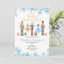 Winter ONEderland Snow Birthday Nutcracker Invitation | Zazzle