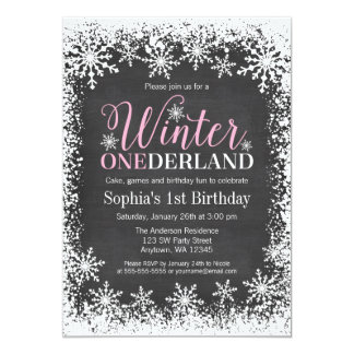 Winter ONEderland Snow Chalkboard 1st Birthday Card