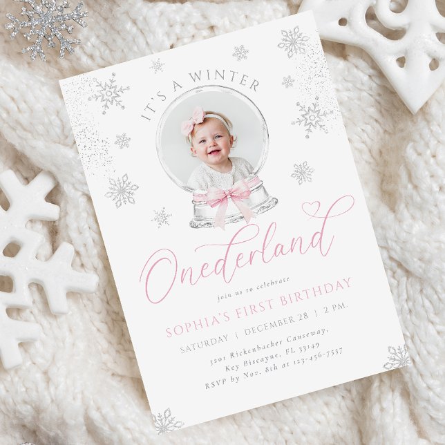 Winter ONEderland Snow Globe First Birthday Invitation (Creator Uploaded)