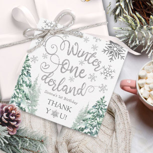 Winter ONEderland Snow Winter Forest 1st Birthday Favor Tags