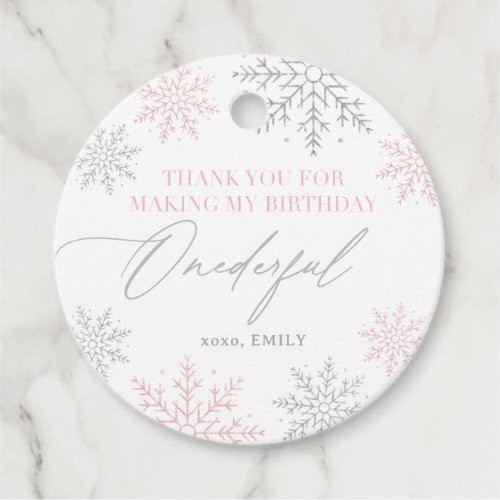Winter Onederland Snowflake 1st Birthday Favor Tags