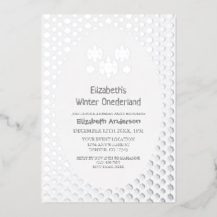 Winter Onederland Snowflake 1st Birthday Foil Invitation