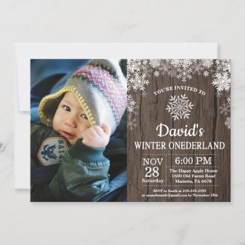 Winter Onederland Snowflake 1st Birthday Invitation