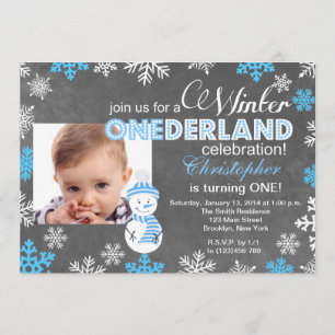 Winter ONEderland Snowflake 1st Birthday Invite