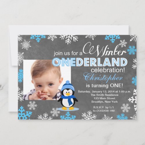 Winter ONEderland Snowflake 1st Birthday Invite