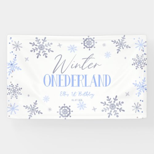 Winter ONEderland Snowflake 1st Birthday Party Banner