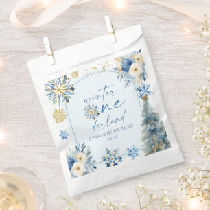 Winter Onederland Snowflake 1st Birthday Party Favor Bag