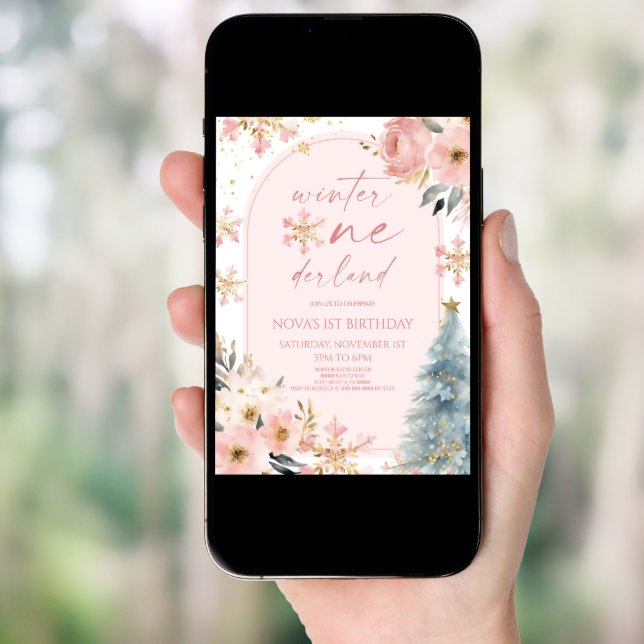 Winter Onederland Snowflake 1st Birthday Party Invitation (Front Digital)