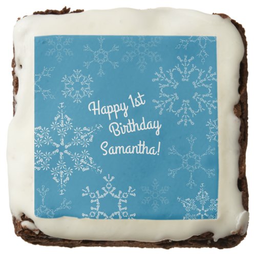 Winter Onederland Snowflake 1st Birthday Party Kid Brownie
